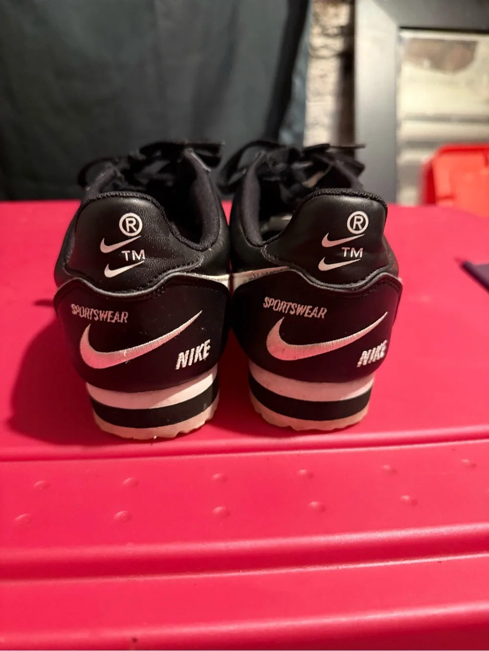 Nike Black Leather Sneakers with White Swoosh